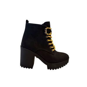 Seven7 Women's Black Platform Ankle Boots Lace Up Lug Platform Heel Size 9